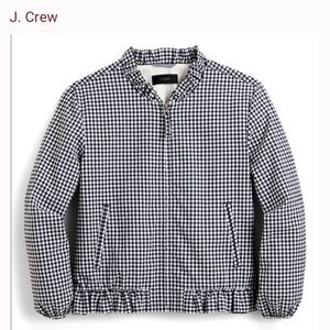 J.Crew Ruffle Neck Gingham Bomber Jacket